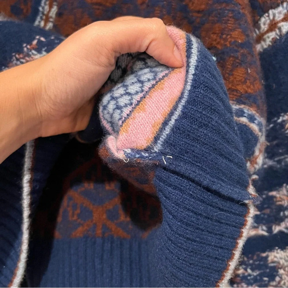 Anthropologie Pilcro "Mash Up" 100% Cashmere Collared Navy Knit Sweater Small - Picture 4 of 5